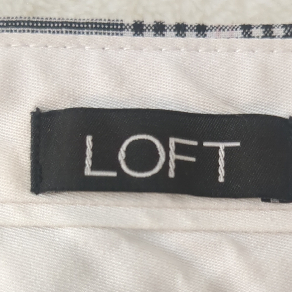 LOFT Gray Straight Leg Pants 4 Pockets Windowpane Pattern Sz 6 - Picture 2 of 6